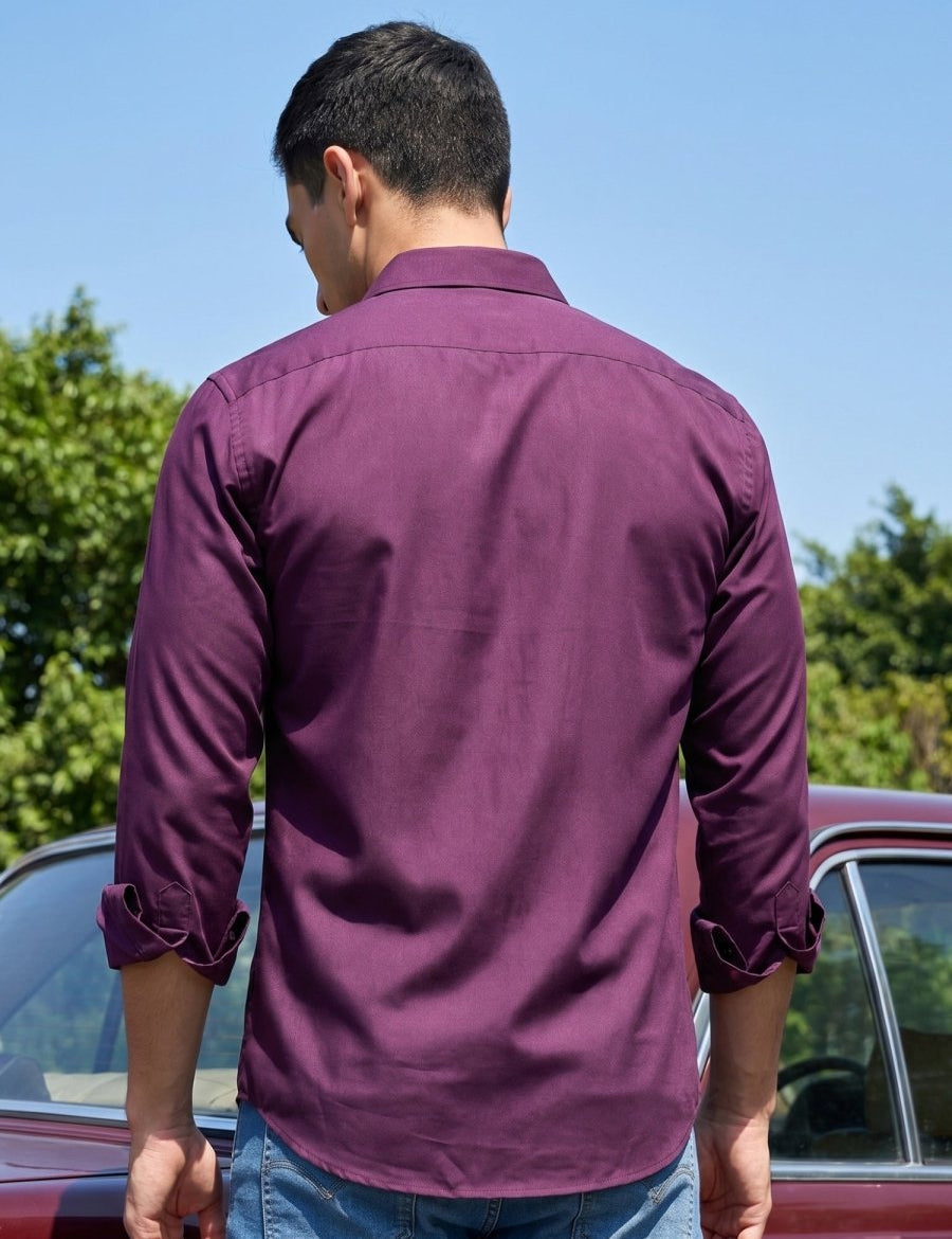 Cotton Solid Casual Shirt for Mens. - SF_361Burgundy_S