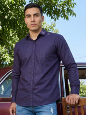 Cotton Solid Casual Shirt for Mens. - SF_361Navy_S
