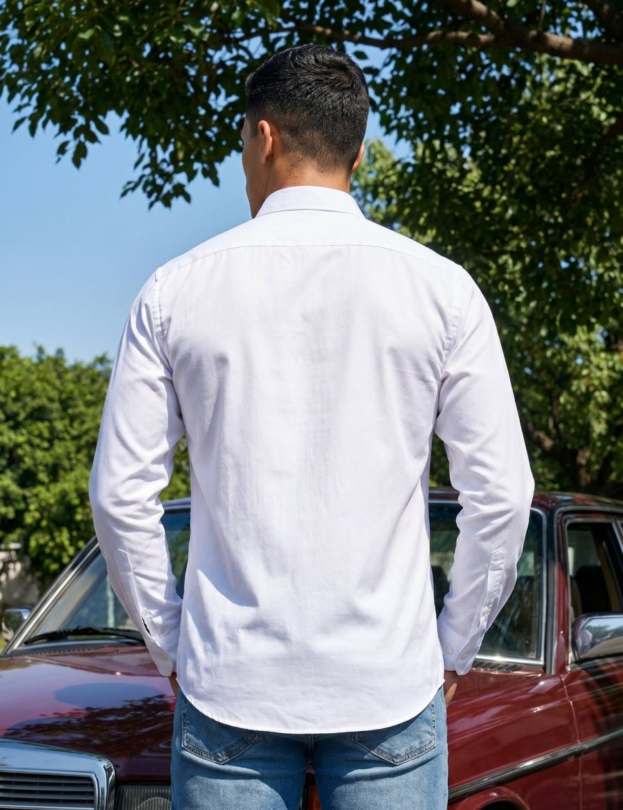 Cotton Solid Casual Shirt for Mens. - SF_361White_S