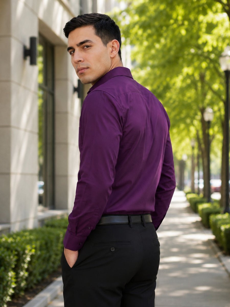 Cotton Solid Formal Shirt for Mens - SF_361Burgundy_S