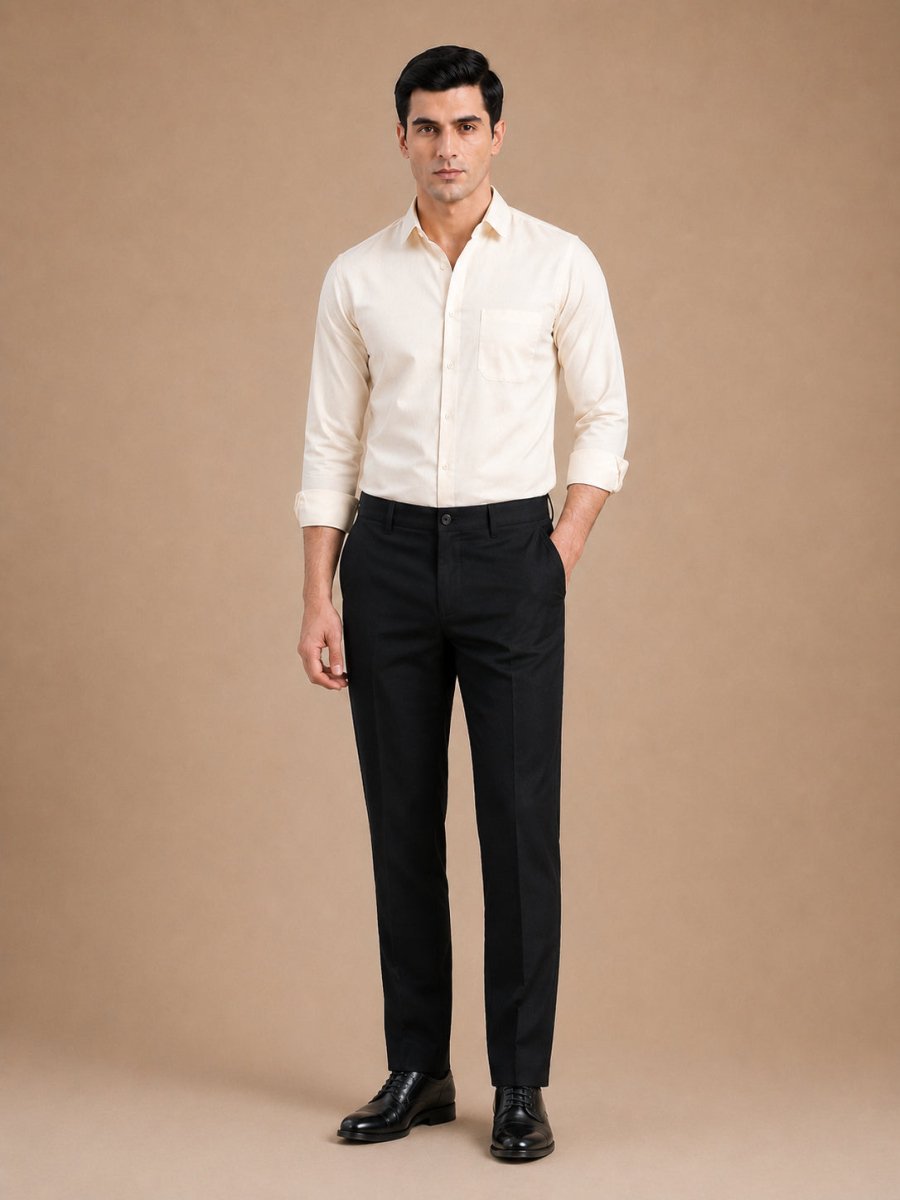 Cotton Solid Formal Shirt for Mens - SF_361Cream_M