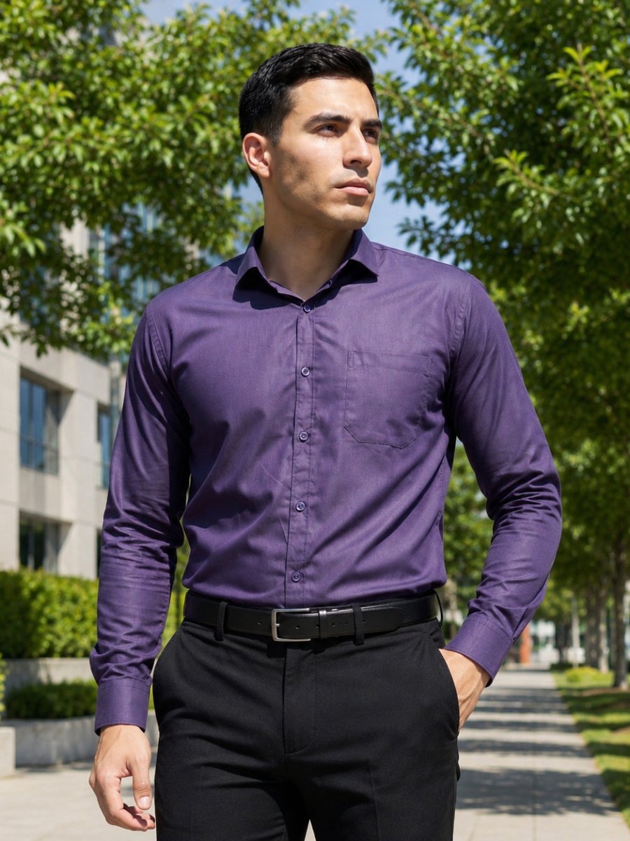 Cotton Solid Formal Shirt for Mens - SF_361Navy_S