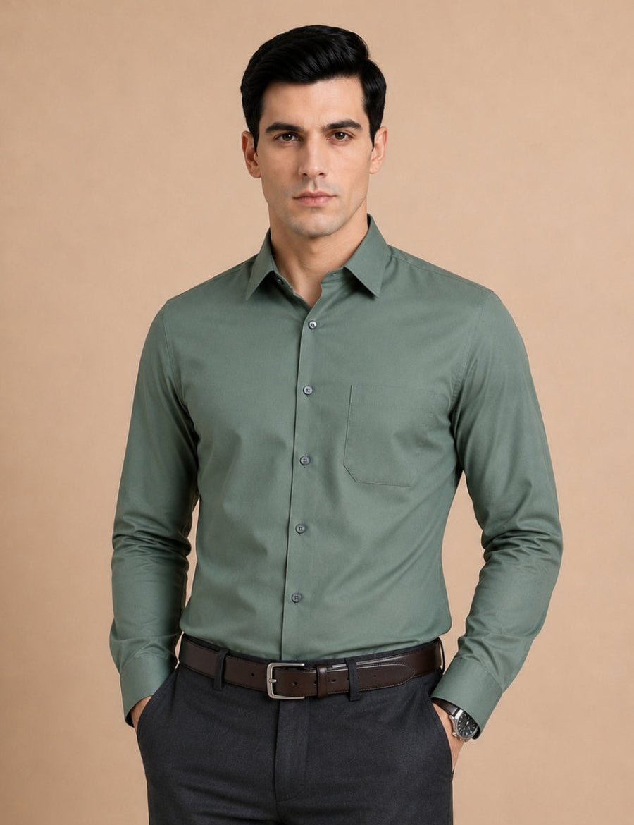 Cotton Solid Formal Shirt for Mens - SF_361Pista_M