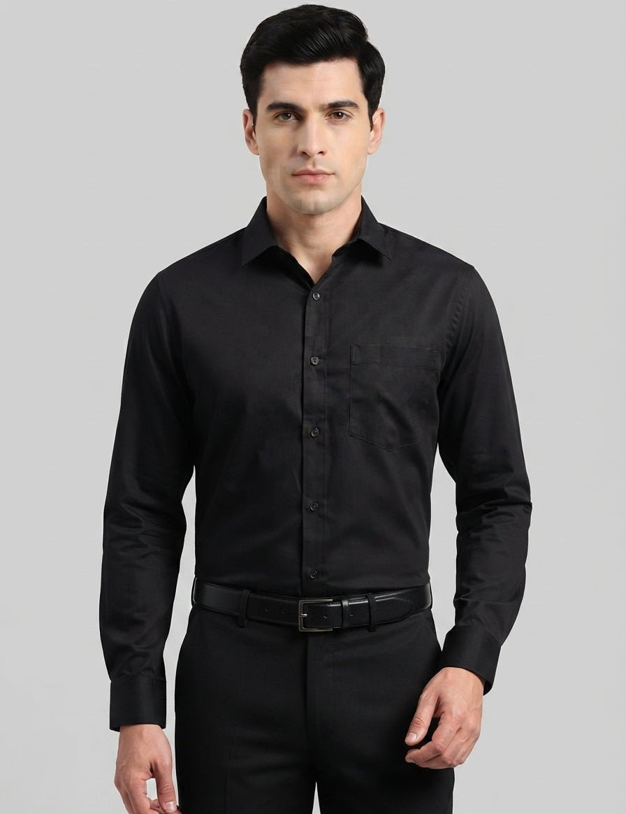 Cotton Solid Formal Shirt for Mens - SF_361Black_M