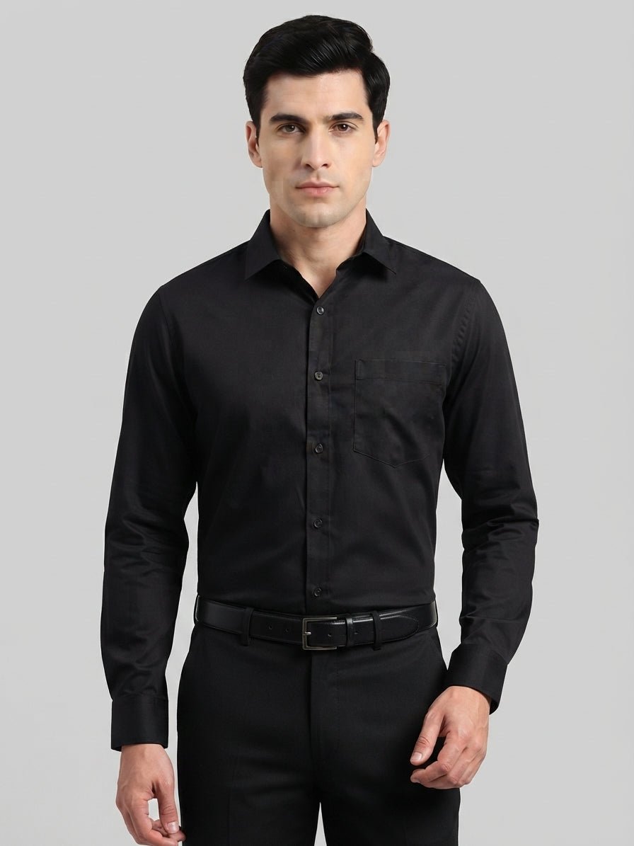 Cotton Solid Formal Shirt for Mens - SF_361Black_M