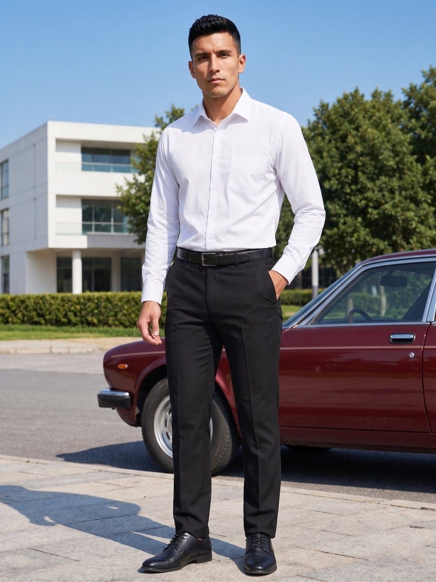 Cotton Solid Formal Shirt for Mens - SF_361White_S