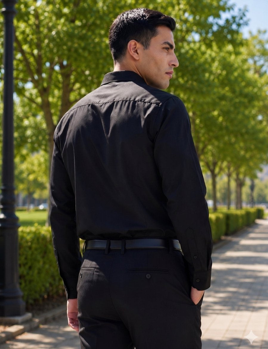 Cotton Solid Formal Shirt for Mens - SF_361Black_S