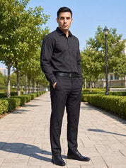Cotton Solid Formal Shirt for Mens - SF_361Black_S