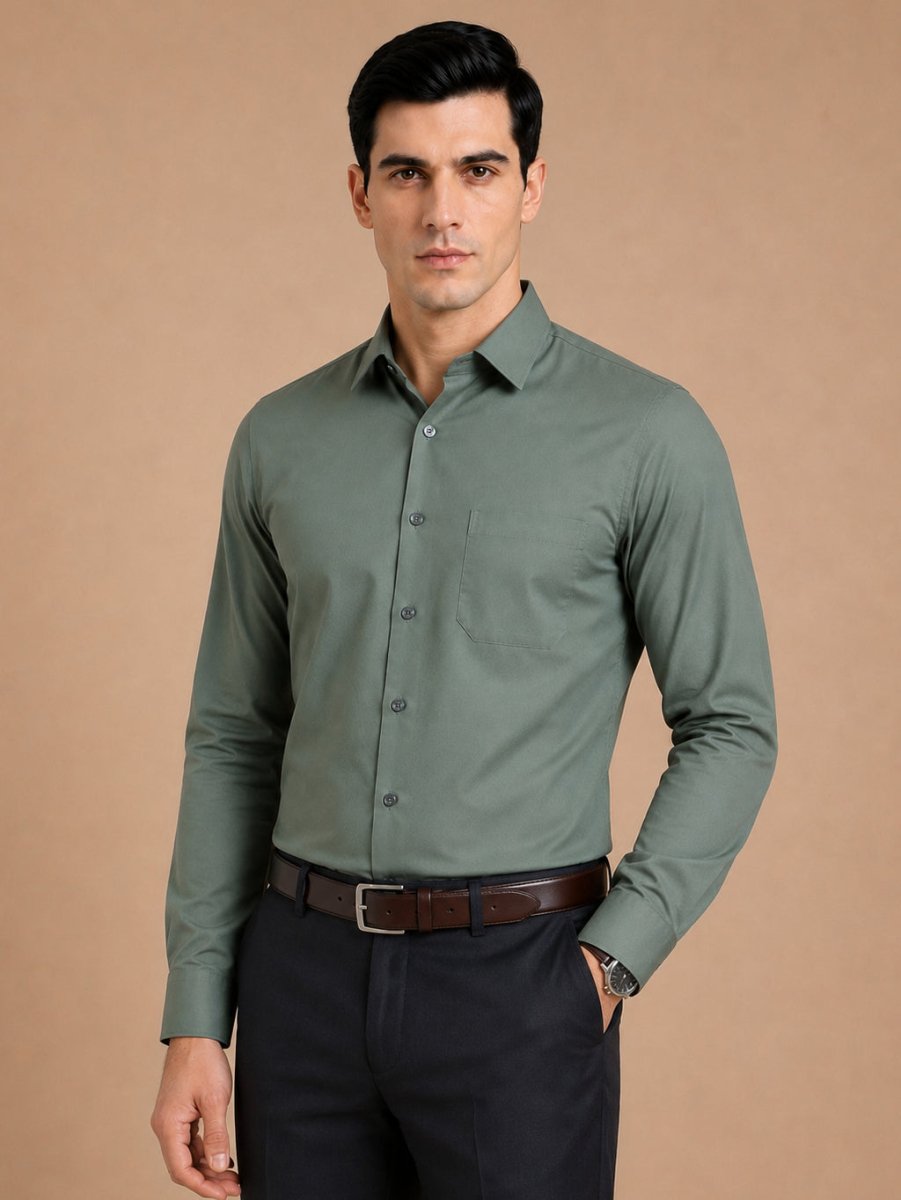 Cotton Solid Formal Shirt for Mens - SF_361Pista_M