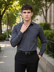 Cotton Solid Formal Shirt for Mens - SF_361Grey_S