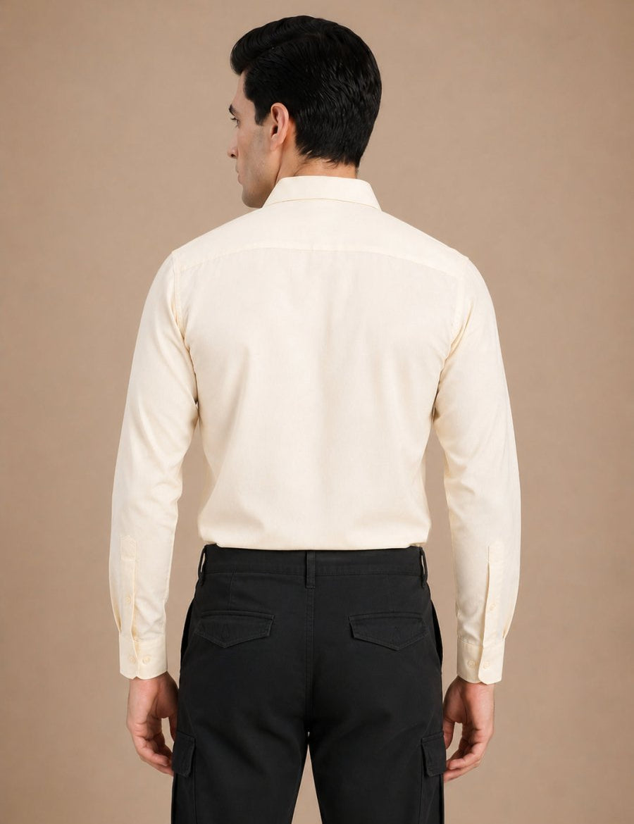Cotton Solid Formal Shirt for Mens - SF_361Cream_M