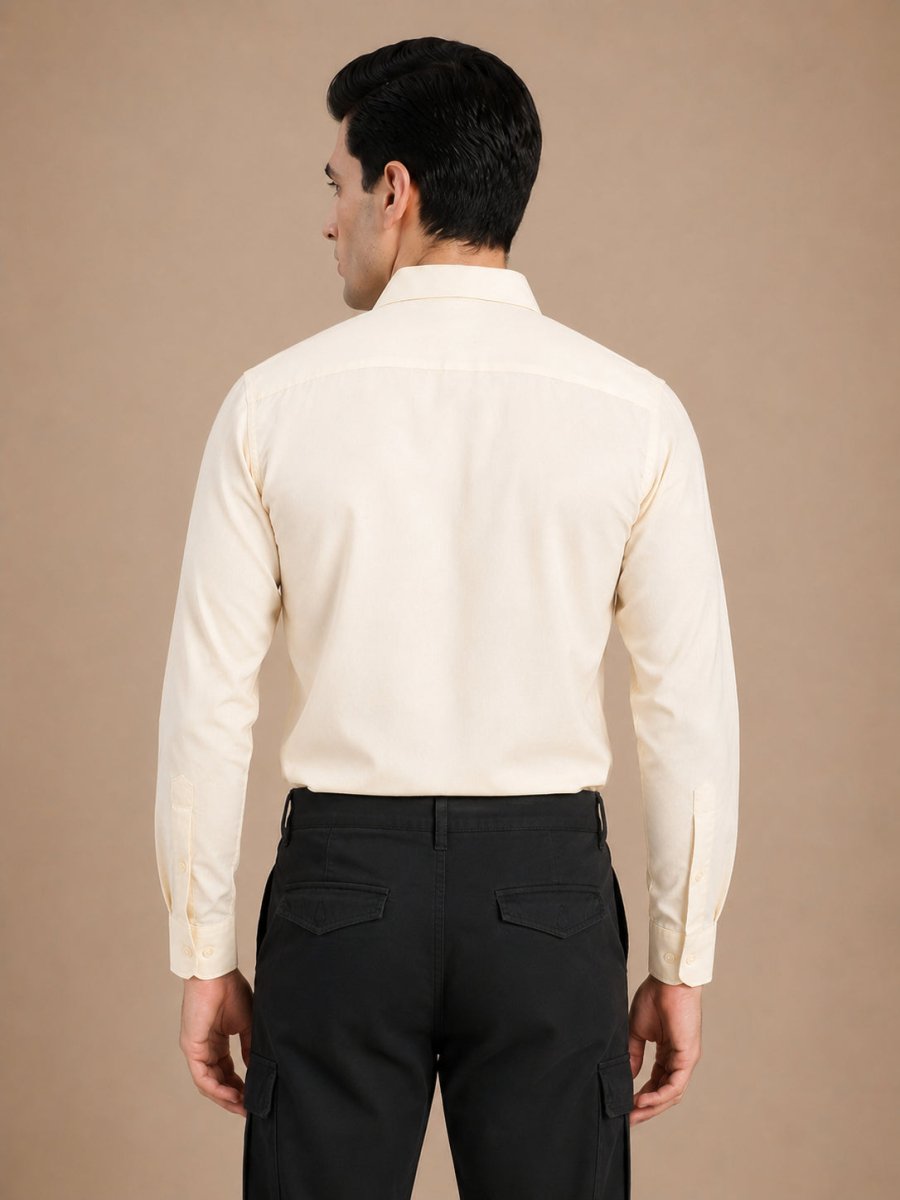 Cotton Solid Formal Shirt for Mens - SF_361Cream_M