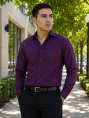 Cotton Solid Formal Shirt for Mens - SF_361Burgundy_S