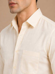 Cotton Solid Formal Shirt for Mens - SF_361Cream_M