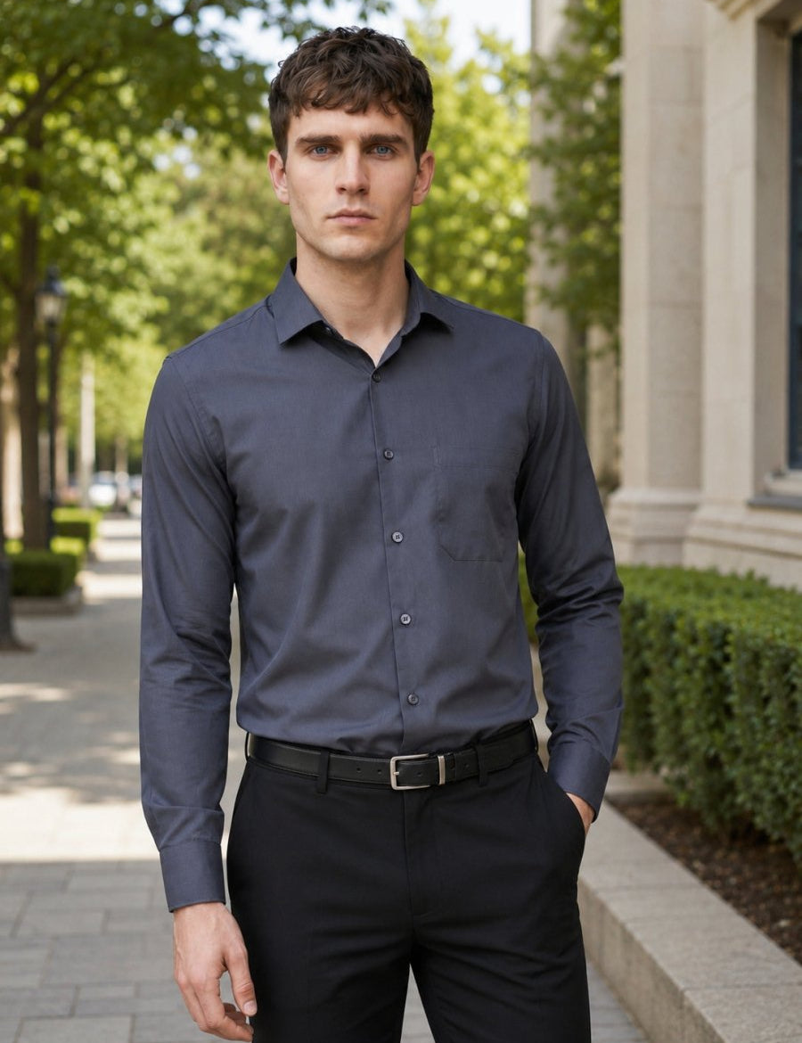 Cotton Solid Formal Shirt for Mens - SF_361Grey_S