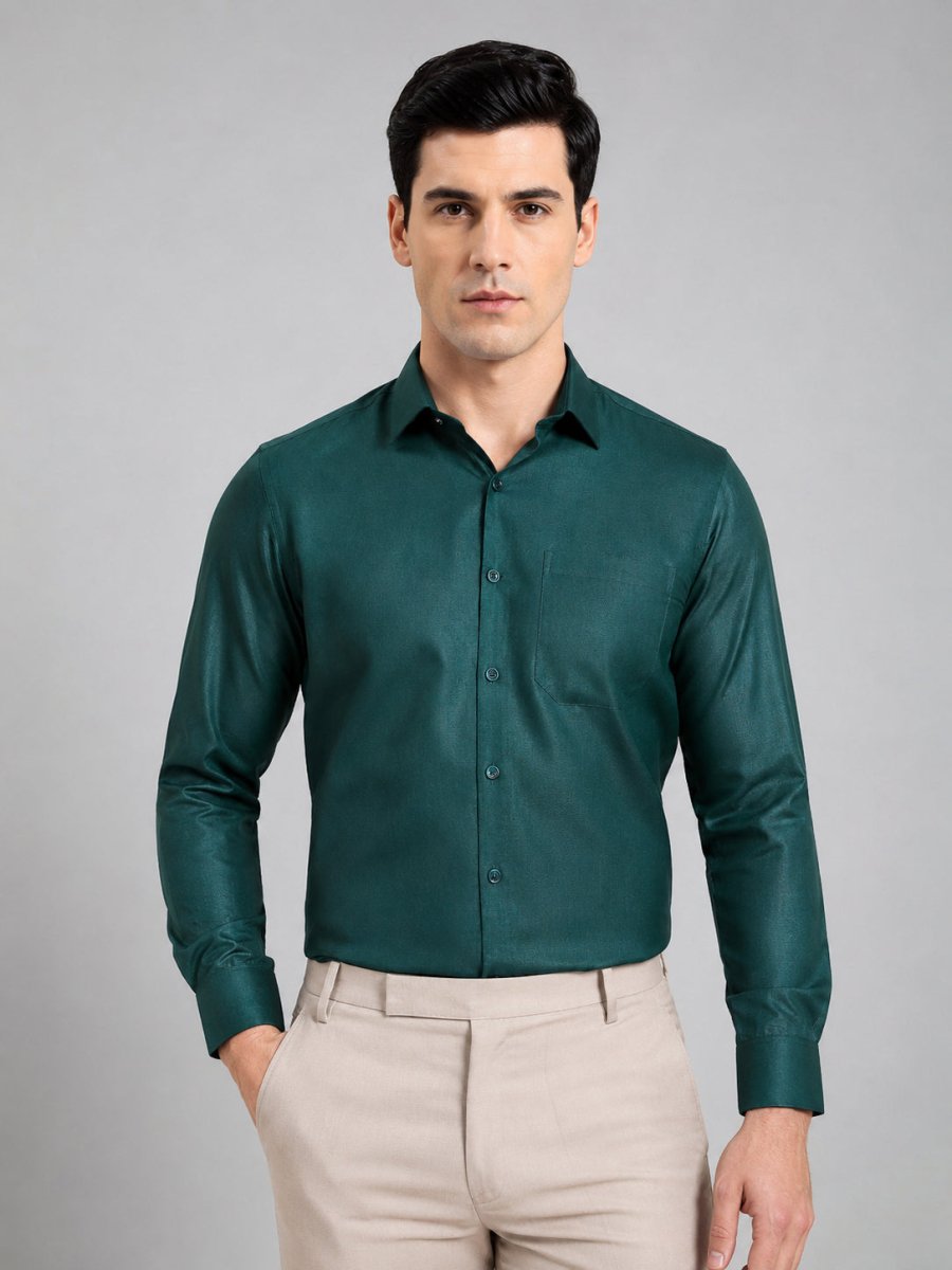 Cotton Solid Formal Shirt for Mens - SF_361Dark-Green_M