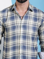 Cream Checked Cotton Casual Shirt for Men - SF_942Cream_S