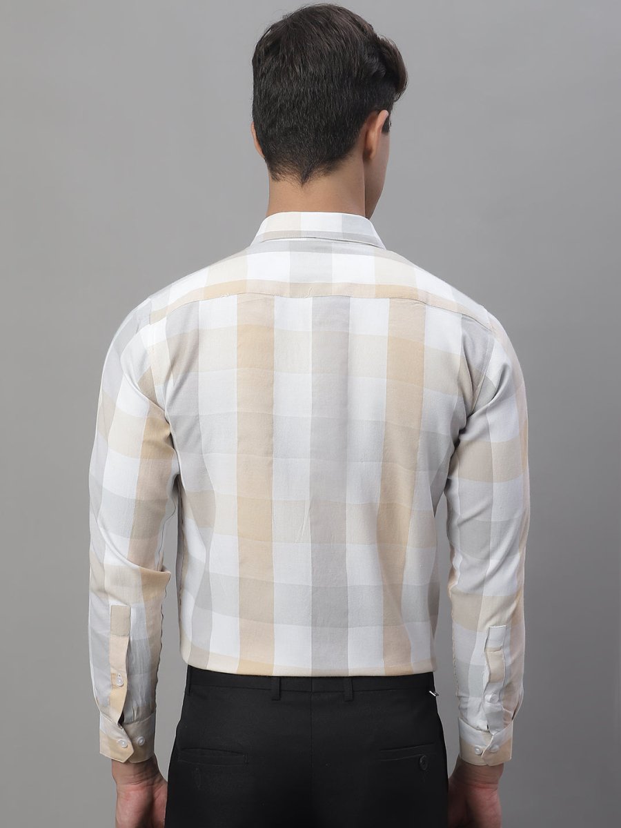 Cream Checked Cotton Shirt for Men - SF_877Cream_S