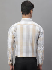Cream Checked Cotton Shirt for Men - SF_877Cream_S