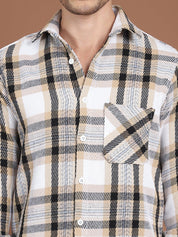 Cream Checked Cotton Shirt for Men - SF_9032Cream_S