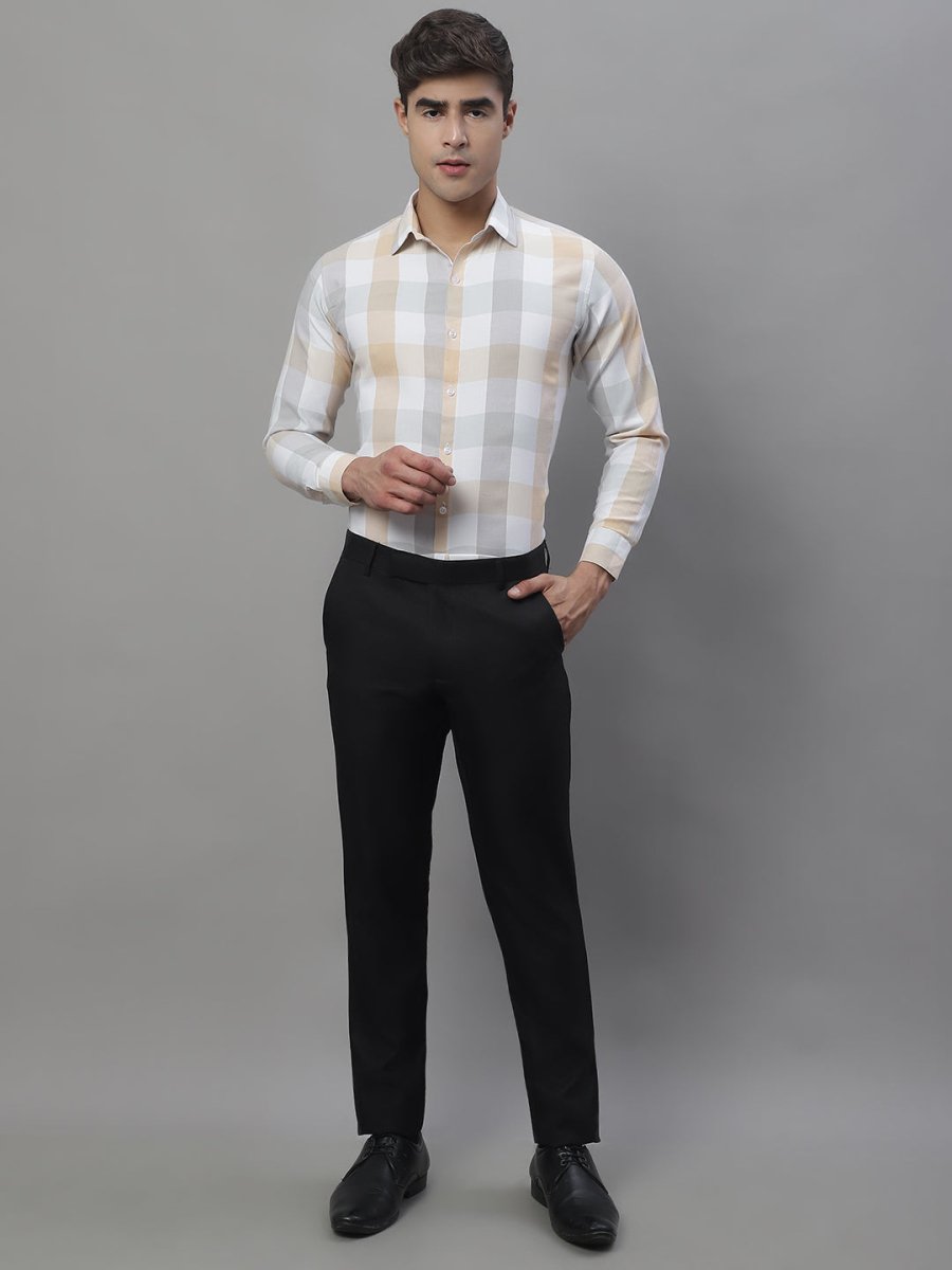 Cream Checked Cotton Shirt for Men - SF_877Cream_S