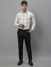 Cream Checked Cotton Shirt for Men - SF_877Cream_S