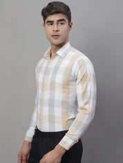Cream Checked Cotton Shirt for Men - SF_877Cream_S