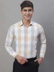 Cream Checked Cotton Shirt for Men - SF_877Cream_S