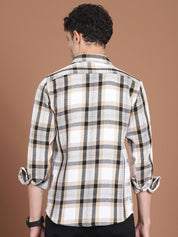 Cream Checked Cotton Shirt for Men - SF_9032Cream_S