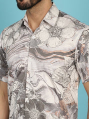 Cream Printed Party Shirt for Men - SF_914Cream_S
