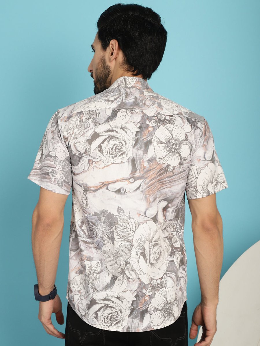 Cream Printed Party Shirt for Men - SF_914Cream_S