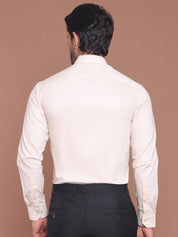 Cream Solid Cotton Formal Shirt for Men - SF_9042Cream_S