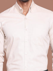 Cream Solid Cotton Formal Shirt for Men - SF_9042Cream_S