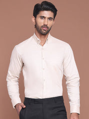 Cream Solid Cotton Formal Shirt for Men - SF_9042Cream_S