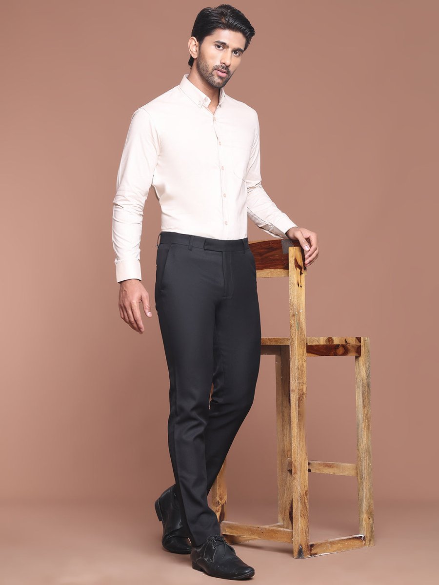 Cream Solid Cotton Formal Shirt for Men - SF_9042Cream_S