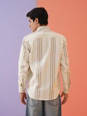 Cream Striped Cotton Blend Shirt for Men - SF_982Cream_S
