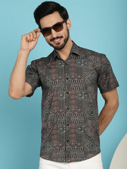 Dark-Grey Printed Casual Shirt - SF_909Dark-Grey_S