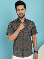 Dark-Grey Printed Casual Shirt - SF_909Dark-Grey_S