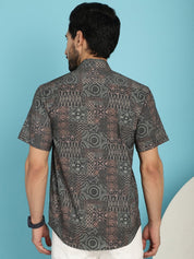 Dark-Grey Printed Casual Shirt - SF_909Dark-Grey_S