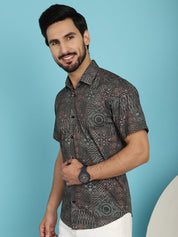 Dark-Grey Printed Casual Shirt - SF_909Dark-Grey_S