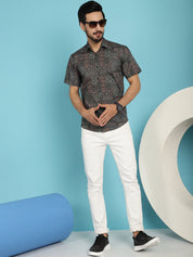 Dark-Grey Printed Casual Shirt - SF_909Dark-Grey_S