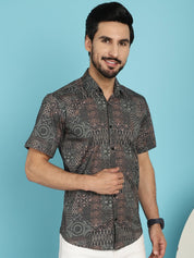 Dark-Grey Printed Casual Shirt - SF_909Dark-Grey_S