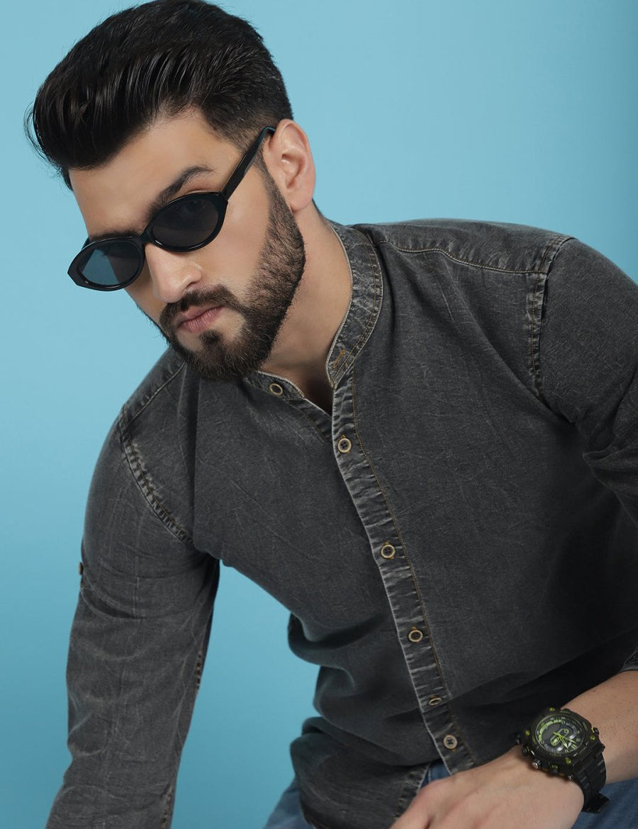 Denim Casual Shirt for Men - SF_922Charcoal_S