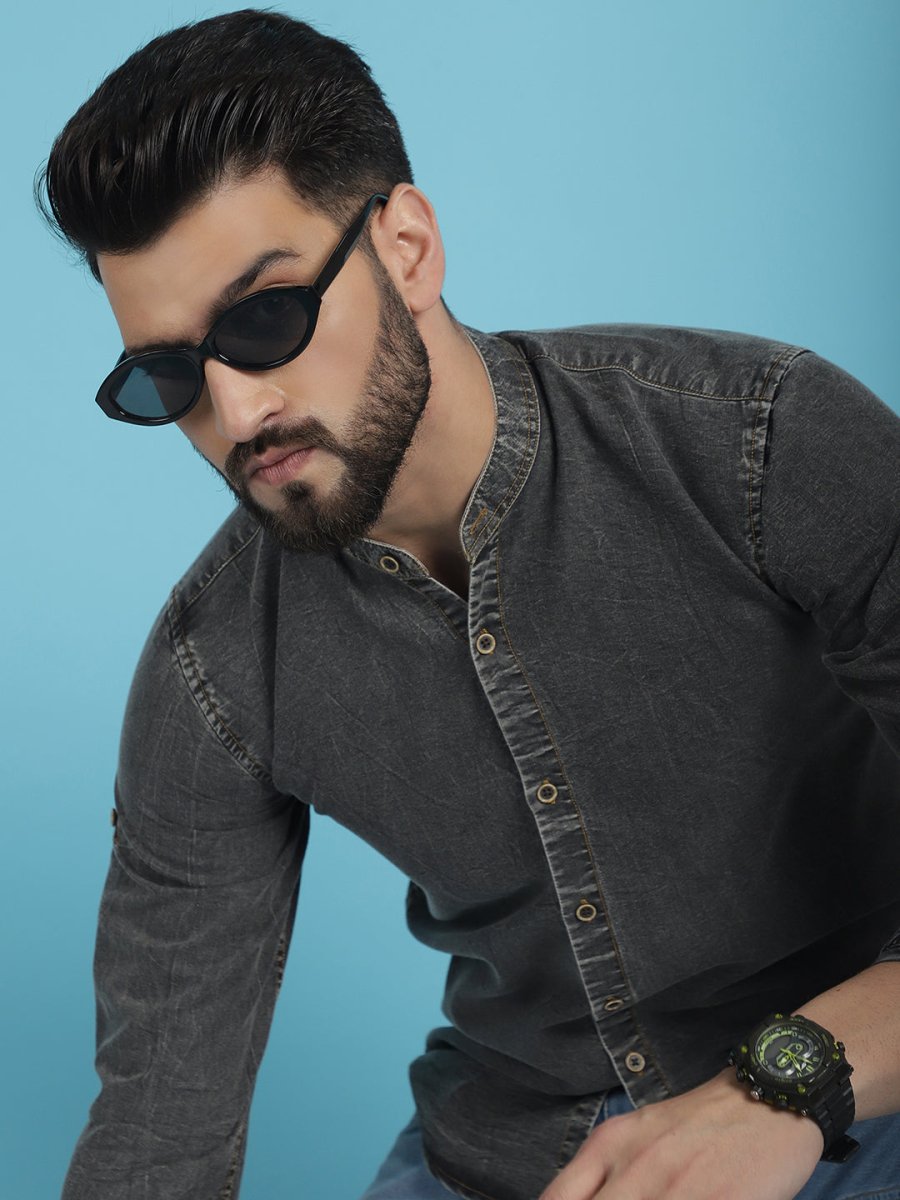 Denim Casual Shirt for Men - SF_922Charcoal_S