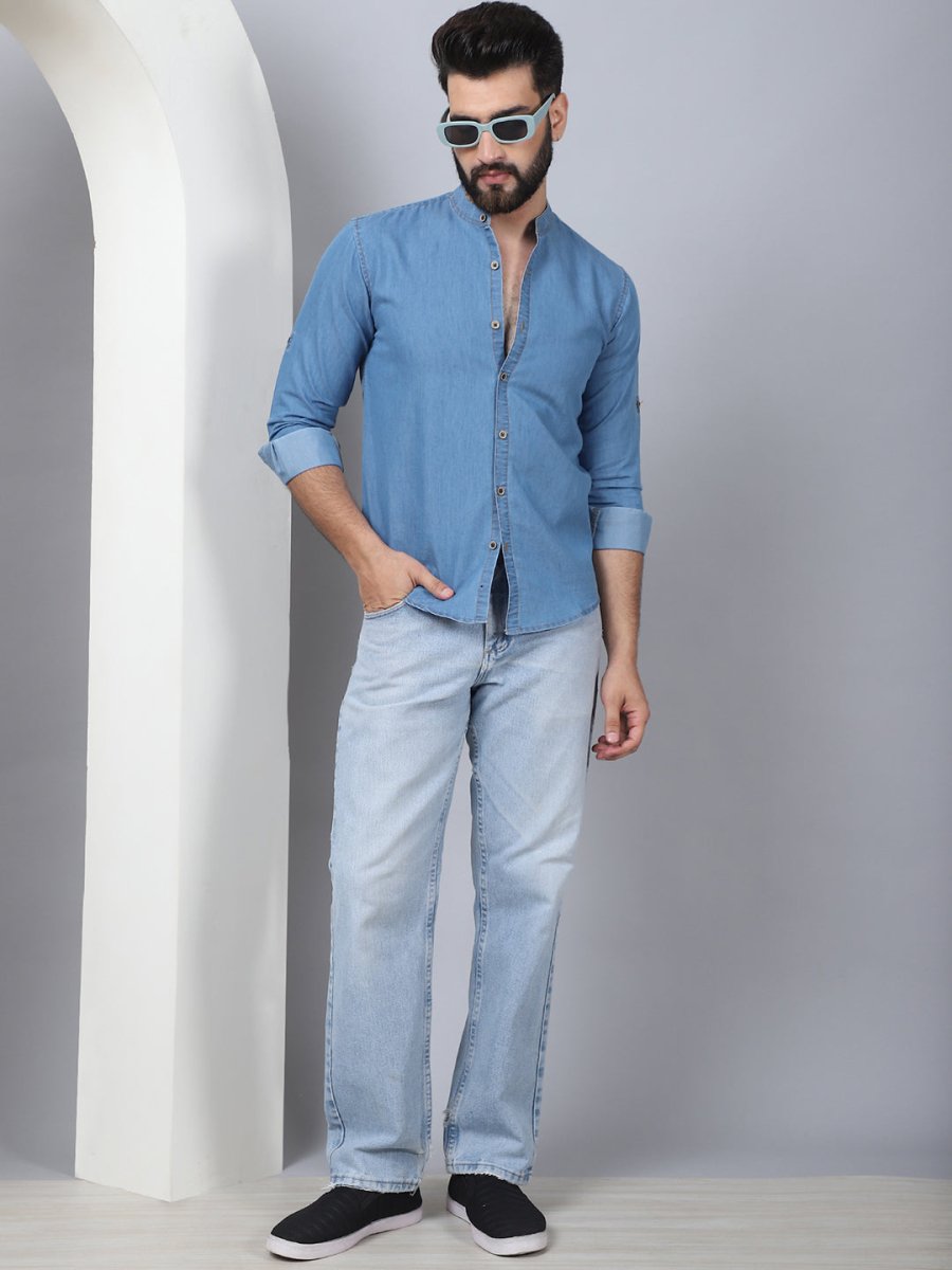 Denim Casual Shirt for Men - SF_922Light-Blue_S