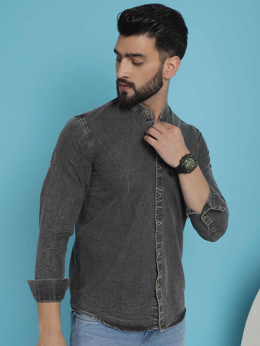 Denim Casual Shirt for Men - SF_922Charcoal_S
