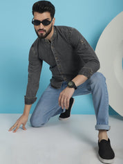 Denim Casual Shirt for Men - SF_922Charcoal_S