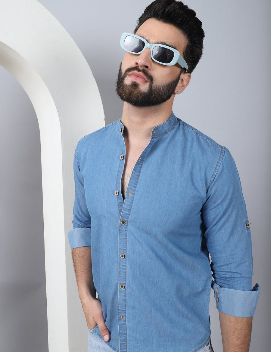 Denim Casual Shirt for Men - SF_922Light-Blue_S