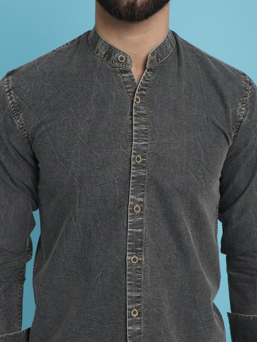 Denim Casual Shirt for Men - SF_922Charcoal_S