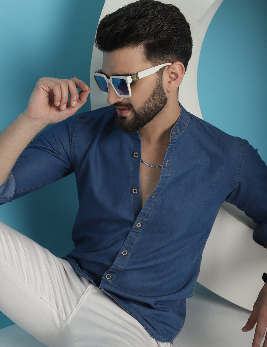 Denim Casual Shirt for Men - SF_922Blue_S
